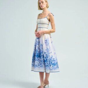 NEW ZIMMERMANN Wylie shirred printed linen midi dress